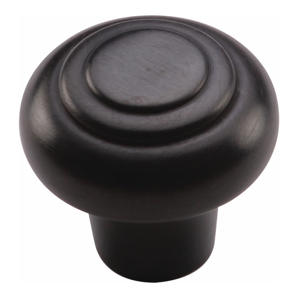 C3985 32-BKMT • 32 x 15 x 30mm • Matt Black • Heritage Brass Ringed Bun Cabinet Knob